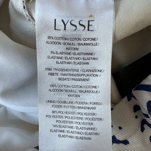 Lysse New York NWT Womens S Blue Geometric Print Fringe Tulip Hem Ankle Pants - Picture 12 of 14